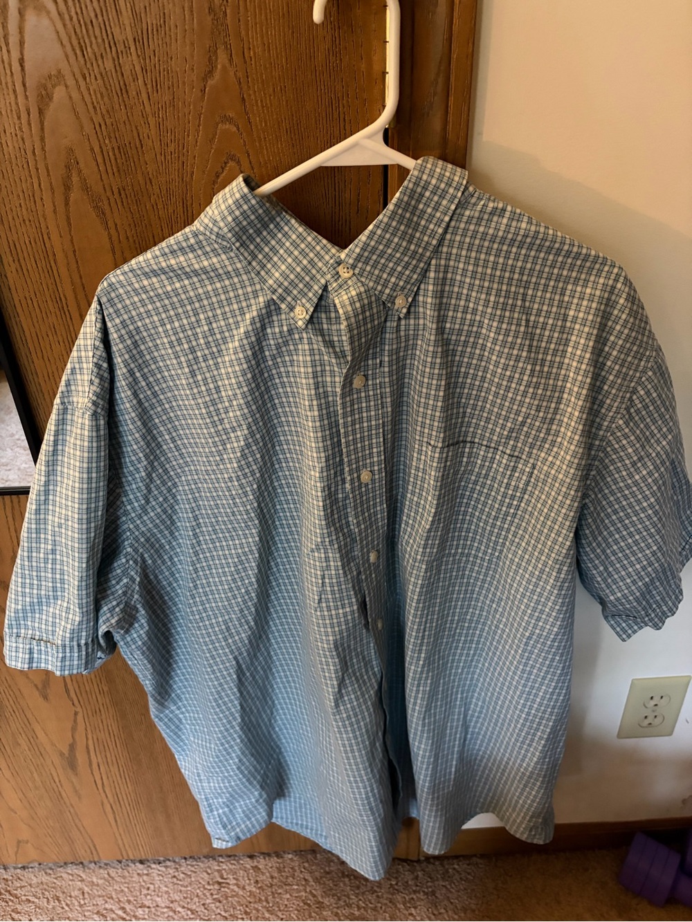 Arrow 2XL Light Blue Checked Button-Down Men’s Shirt